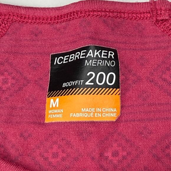 ICEBREAKER Women's Merino 200 Bodyfit Long Sleeve Size Medium Pink - Picture 3 of 5